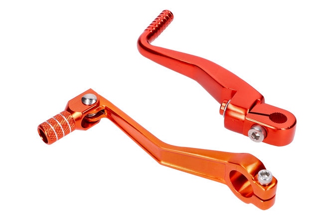 Växelspak + Kickstartspak Set vikbar aluminium orange Simson