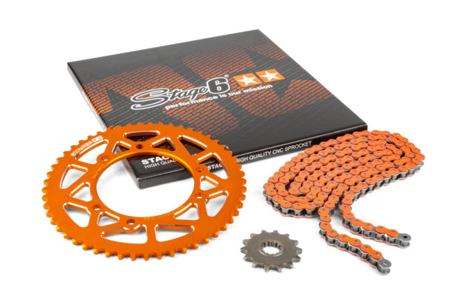Kedjesats 13x53 - 420 Stage6 aluminium CNC orange Rieju MRT