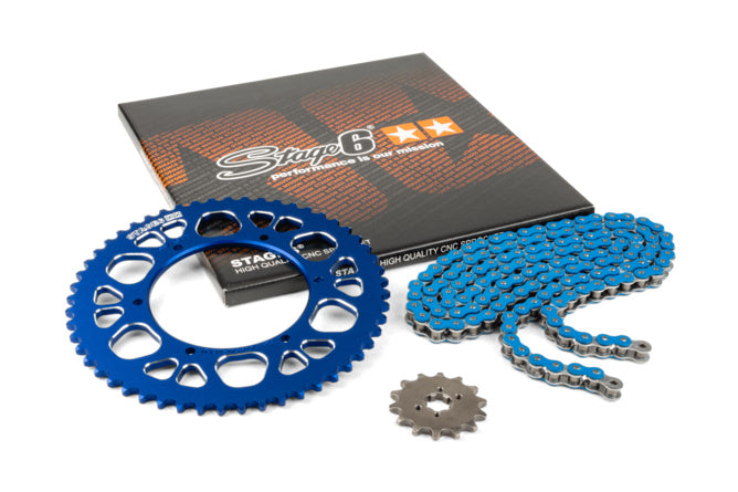 Kedjesats 13x53 - 420 Stage6 aluminium CNC blå Aprilia SX 50