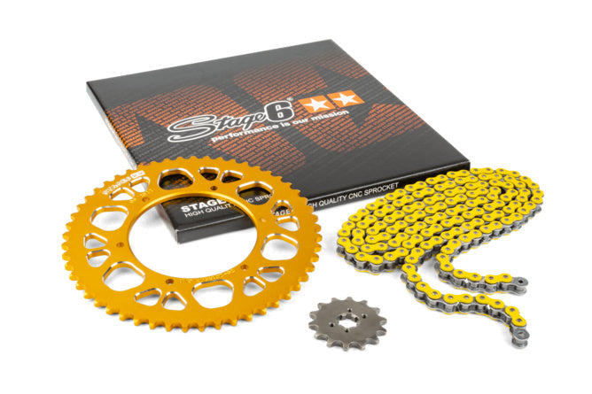 Kedjeset 13x53 - 420 Stage6 aluminium CNC gul Aprilia SX 50