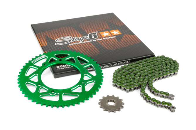 Chain Kit 14x53 - 420 Stage6 aluminium CNC grön Rieju MRT