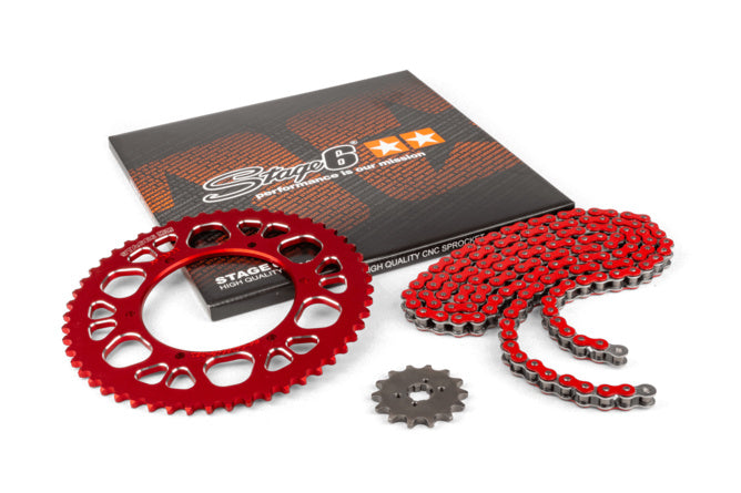 Kedjesats 13x53 - 420 Stage6 aluminium CNC röd Aprilia SX 50