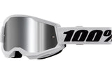 MX Goggles 100% Strata 2 white silver mirror