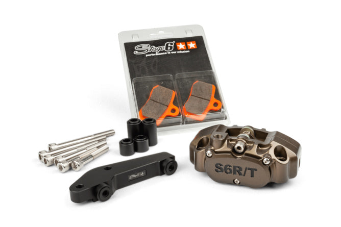 4-kolvs bromsok med adaptern Brembo Stage6 R/T Hård anodiserad