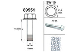 Engine Bolt wrench size 10 M6x15 silver (x10)