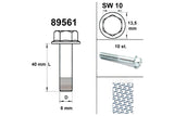 Engine Bolt wrench size 10 M6x40 silver (x10)