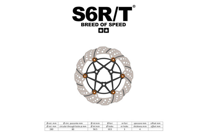 Överdimensionerat Broms Kit 280mm Yamaha Aerox Stage6 R/T Orange