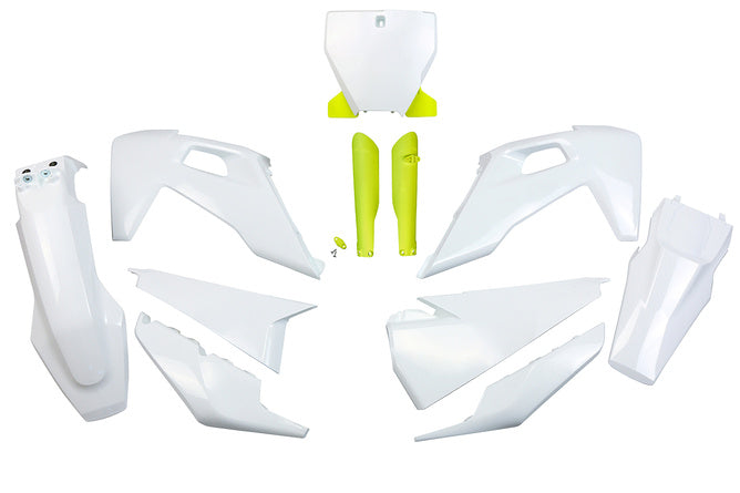 Plastkit med gaffelskydd Husqvarna TC / FC efter 2019 / 2022 UFO originalfärger 2019