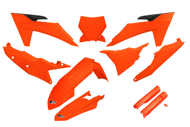 Plastkit med gaffelskydd KTM efter 2023 neon orange