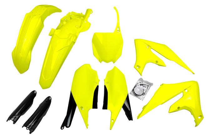 Plastset med gaffel skydd Yamaha YZF efter 2018 UFO neongul