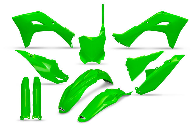 Plastkit med gaffelskydd KX 450 2024 neon grön UFO