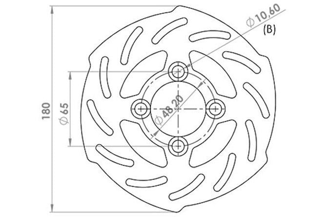Bromsskiva Wave Yamaha BWs 180mm - 4 hål