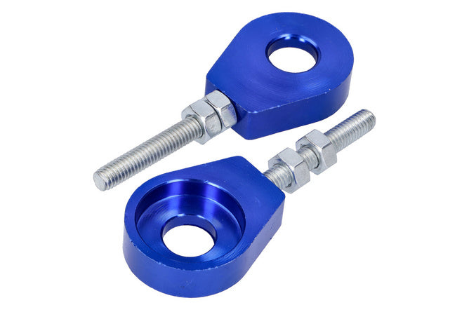 Kedjespännarsats 12mm aluminium Puch / Simson / Kreidler / Sachs blå