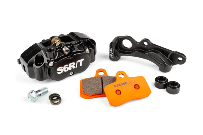 4-kolvs bromsok med adapter Vespa Stage6 R/T Svart