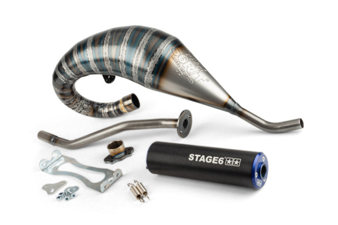 Avgassystem Stage6 R/T 70 - 80 högmonterad Derbi Svart / Blå
