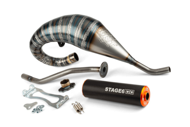 Avgassystem Stage6 R/T 70 - 80 högmonterat Derbi Svart / Orange