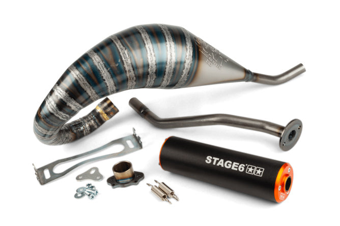 Avgassystem Stage6 R/T 70 - 80 högmonterat Derbi Svart / Orange