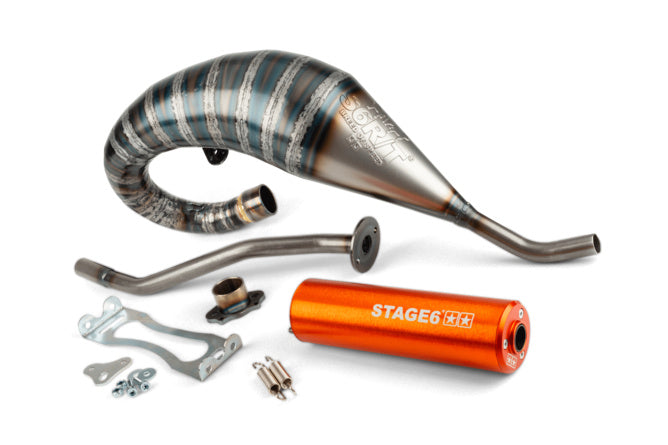 Exhaust Stage6 R/T 70 - 80 högmonterad Derbi Orange