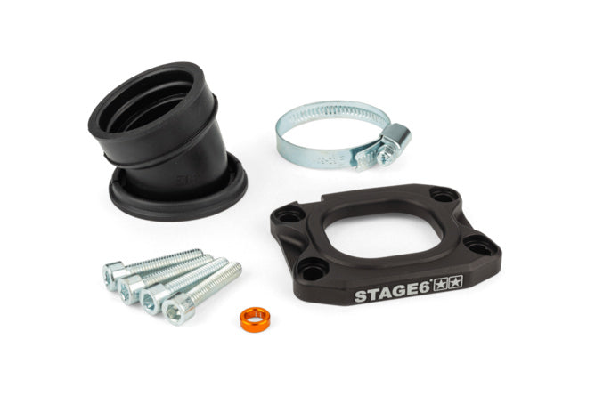 Insugningsrör Stage6 360° AM6 / Derbi svart för PWK 30 - 34mm