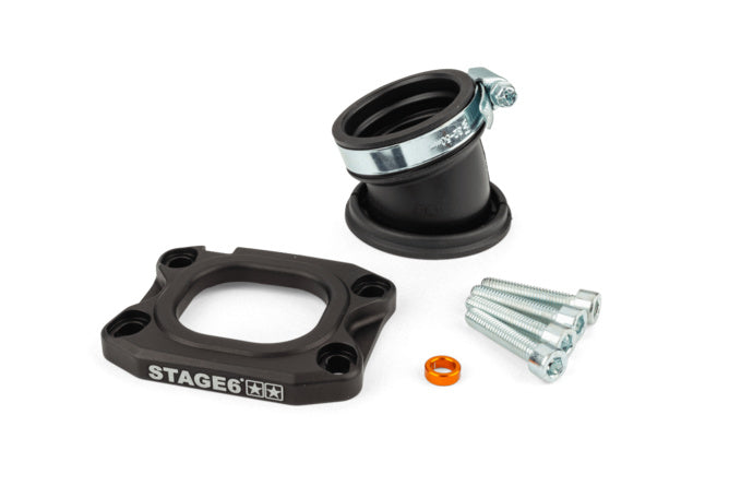 Insugningsrör Stage6 360° AM6 / Derbi svart för PWK 30 - 34mm