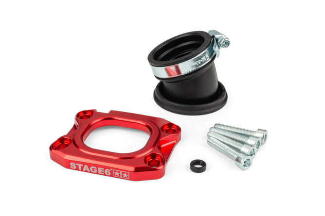 Inloppsmanifold Stage6 360° AM6 / Derbi röd för PWK 30 - 34mm