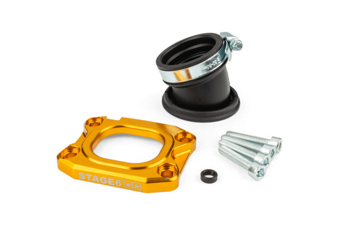 Stage6 Insugningsmanifold 360° AM6 / Derbi gul för PWK 30 - 34mm