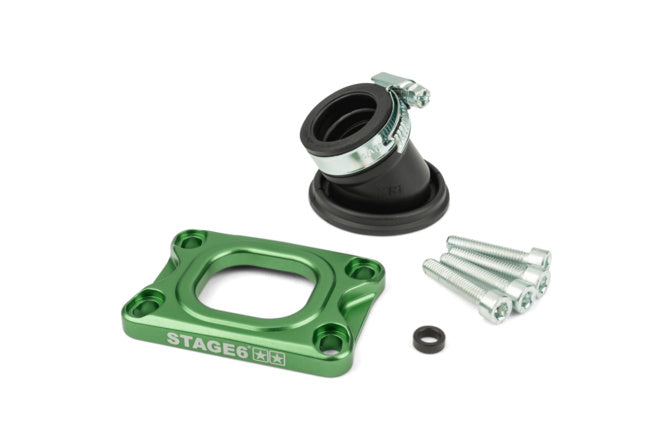 Intakemanifold Stage6 360° AM6 / Derbi grön för Dellorto / CP