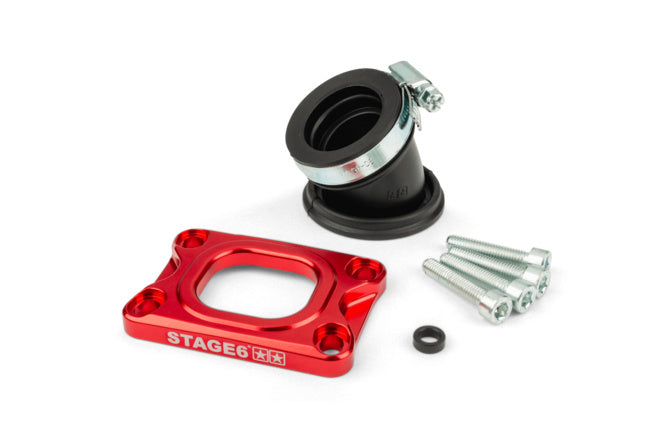 Inloppsrör Stage6 360° AM6 / Derbi röd för Mikuni TM24