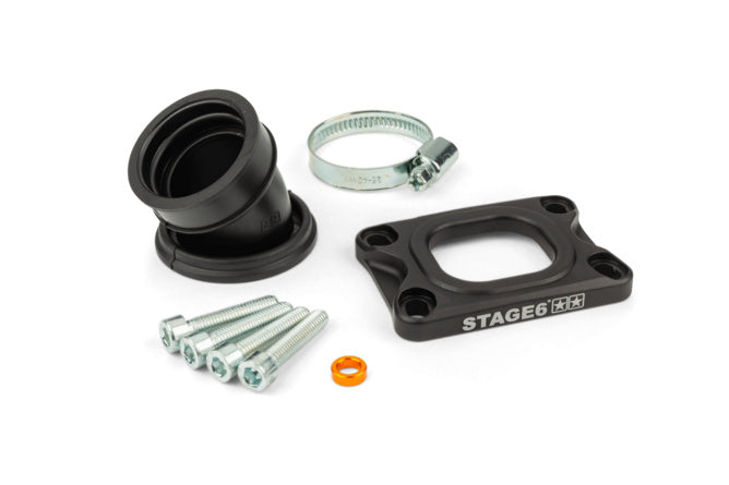 Inloppsrör Stage6 360° AM6 / Derbi svart för PWK 19 - 28mm