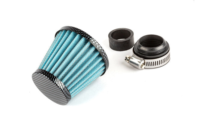 Luftfilter Power rak d.35mm kolfiber / blå