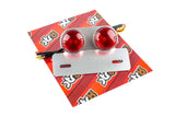 Tail Light round red w. silver license plate holder