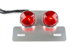 Tail Light round red w. silver license plate holder