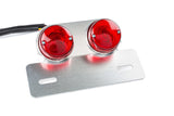 Tail Light round red w. silver license plate holder