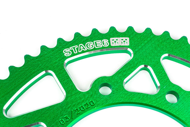 Kedjesats 14x53 - 420 Stage6 aluminium CNC grön Derbi DRD Pro