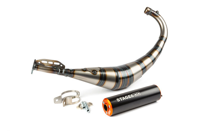 Avgassystem Stage6 Streetrace CNC orange / svart Derbi / Minarelli AM6