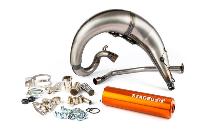 Avgas Stage6 Streetrace högmonterad CNC orange Derbi Senda