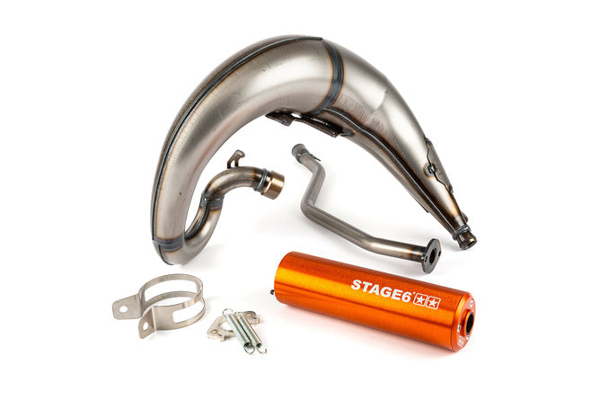 Avgassystem Stage6 Streetrace hög montering CNC orange Yamaha DT50