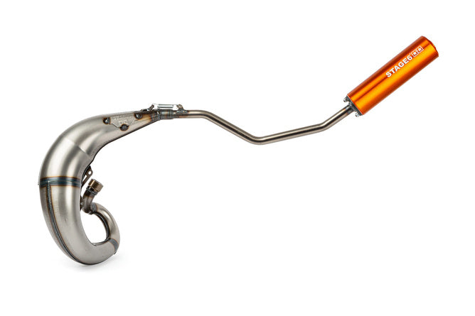 Avgassystem Stage6 Streetrace hög montering CNC orange Yamaha DT50