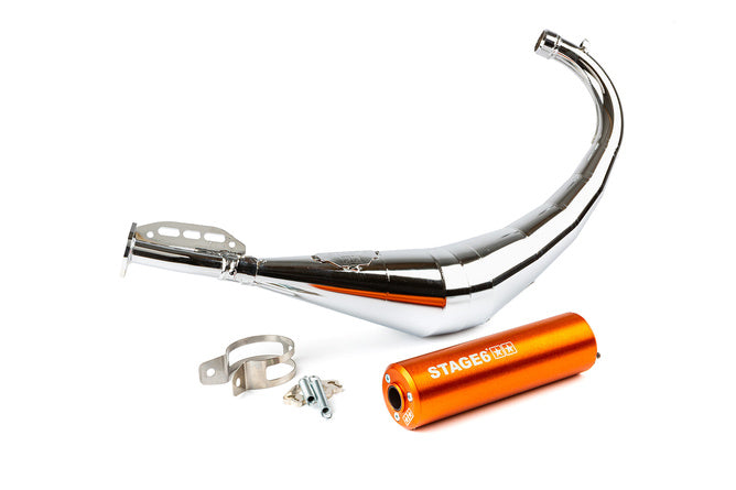 Avgassystem Stage6 Streetrace krom CNC orange Derbi / Minarelli AM6