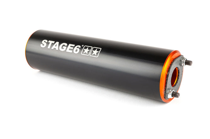 Avgassystem Stage6 Streetrace krom CNC orange / svart Derbi / Minarelli AM6