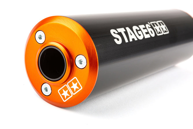 Avgassystem Stage6 Streetrace krom CNC orange / svart Derbi / Minarelli AM6