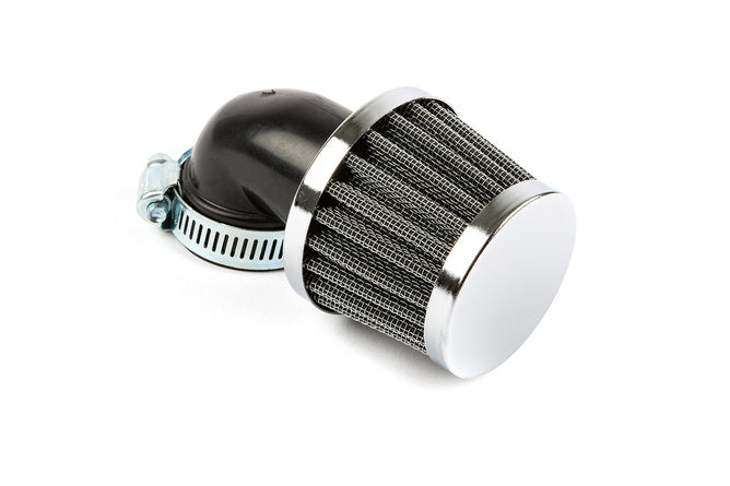 Luftfilter KN vinklad 90 grader d.35mm krom